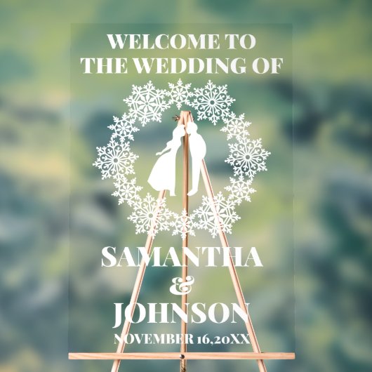 アクリル結婚スノーフレークの歓迎サイン アクリルサイン (ニュートラル)