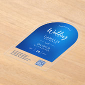 アクリル結婚ズスカイブルーグラデーションQRコードRSVP アクリル招待状 (レイダウン)