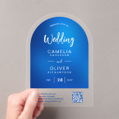 アクリル結婚ズスカイブルーグラデーションQRコードRSVP アクリル招待状 (インサイチュ (ポータブル))