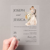 アクリル結婚ボホの新郎新婦のシルエット アクリル招待状 (インサイチュ (ポータブル))