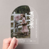 アクリル結婚写真モダンアーチ白文字 アクリル招待状 (インサイチュ (ポータブル))