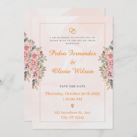 アクリル結婚式招待状エレガント、グ結婚リーン 招待状 (正面/裏面)