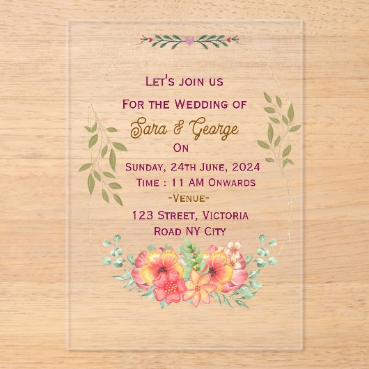 アクリル結婚式招待状 アクリル招待状 (正面)