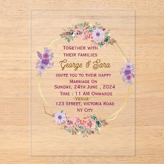 アクリル結婚式招待状 アクリル招待状 (正面)