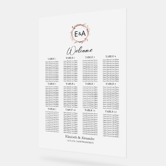 アクリル結婚製シーティングチャートシンボルや象徴 |ユーカリ アクリルサイン (傾斜)