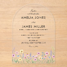 アクリル絵の具で描いたカラフルな野の花の結婚式