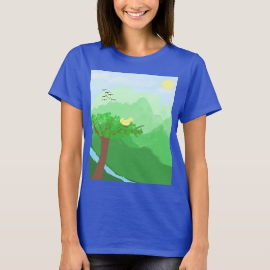 アクリル絵を描カラー自然 Tシャツ (正面)