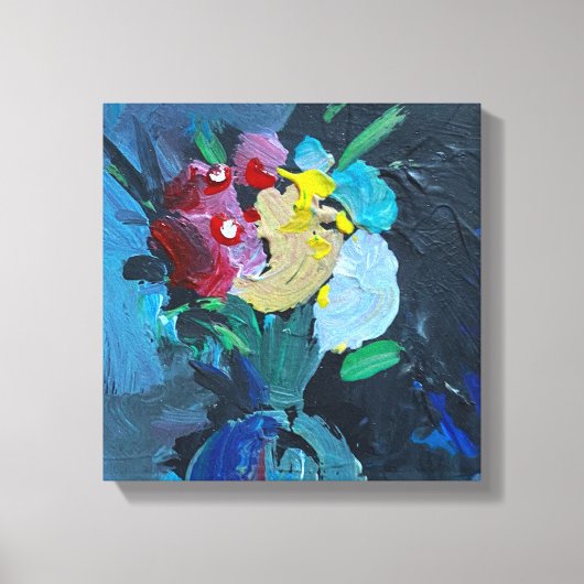 アクリル絵を描系、花 キャンバスプリント (正面)