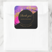 アクリル絵画パープル感謝してい金ゴールド結婚のユーザ スクエアシール (バッグ)