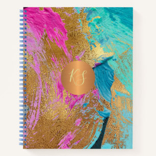 アクリル絵画抽象芸術銅金ゴールドモノグラムの ノートブック