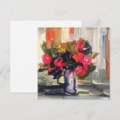アクリル絵画系の赤い花 シーズンカード (正面/裏面)