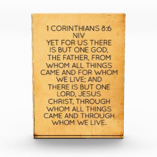 アクリル聖書の聖句ブロック – 1コリント8:6 フォトブロック (正面)