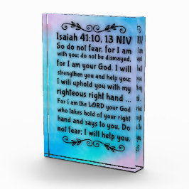 アクリル聖書の聖句ブロック – Isaiah 41:10, 13 フォトブロック