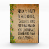 アクリル聖書の聖句ブロック – Mark 5:34 フォトブロック (正面)