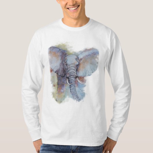 アクリル色彩の鮮やか象アート Tシャツ (正面)