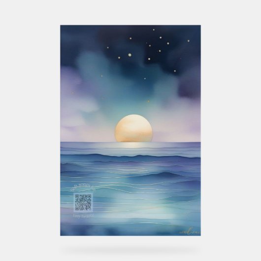 アクリル製の育児サイン | 水彩画の海 アクリルサイン (正面)