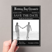 アクリル製新聞風ウェディングQRコードSave the Date アクリル招待状 (インサイチュ (ポータブル))