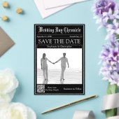 アクリル製新聞風ウェディングQRコードSave the Date アクリル招待状 (インサイチュ (ウェディング))