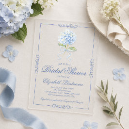 アクリル製 ブルー ハイドランジア 高級 結婚式前 ウェルカムパーティー アクリル招待状