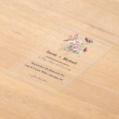 アクリル製 春の花ウェディング招待状 アクリル招待状 (レイダウン)