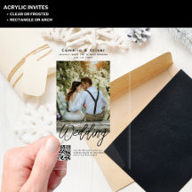 アクリル製 結婚式 招待状 写真 QRコード RSVP