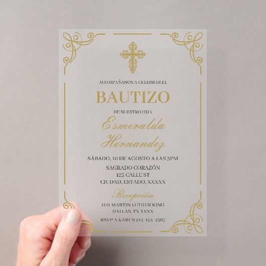 アクリル製 Bautizo スペイン 語 招待状 (インサイチュ (ポータブル))