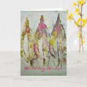 アクリル誕生日ウィッシュカードのリーフインプレッション カード (黄色い花)