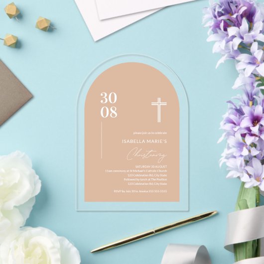 アクリル赤面ピンク《キリスト教》洗礼式や命名式招待状 アクリル招待状 (インサイチュ (ウェディング))