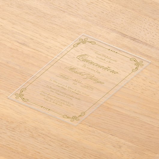 アクリル金ゴールドキンセアニラ招待状 アクリル招待状 (レイダウン)