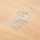 アクリル金ゴールドスペインのリング結婚ズ アクリル招待状 (レイダウン)