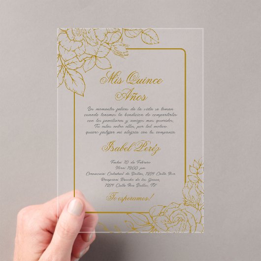 アクリル金ゴールド枠スペインのキンセアニェラ アクリル招待状 (インサイチュ (ポータブル))