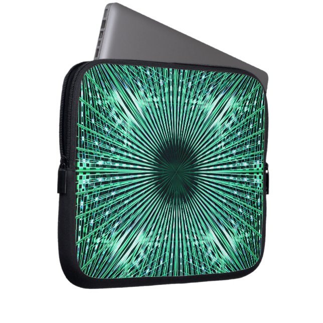 アクリル針の目、ミントグリーンシェード ラップトップスリーブ (正面右)