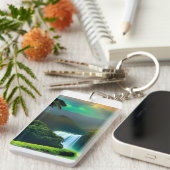 アクリル長方形キーチェーン熱帯滝 キーホルダー (正面右)