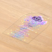 アクリル風 ドリーミークラウド9歳の誕生日招待状 アクリル招待状 (レイダウン)