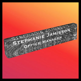 アクリル黒フローラマクロ抽象芸術名タイトル デスクネームプレート