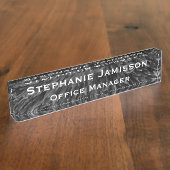 アクリル黒フローラマクロ抽象芸術名タイトル デスクネームプレート (側面)