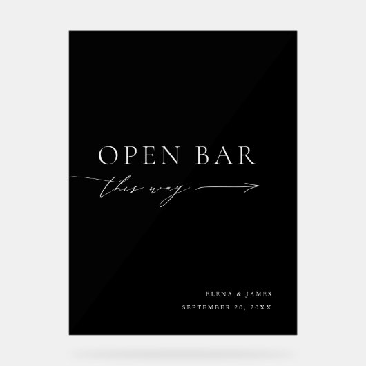 アクリル黒白オープンバー結婚サイン アクリルサイン (正面)