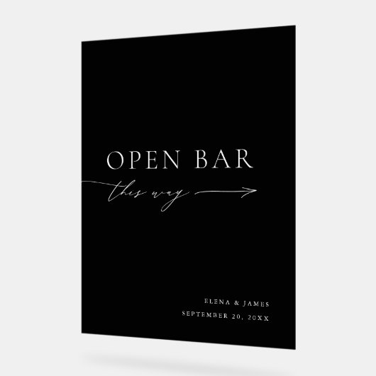 アクリル黒白オープンバー結婚サイン アクリルサイン (傾斜)