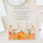 アクリル21歳の誕生日秋かぼちゃワイルドフラワー アクリル招待状