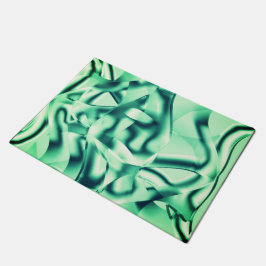 アクリル、いくつかのミントシェードの曲線の緑の形状 ドアマット