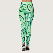 アクリル、いくつかのミントシェードの曲線の緑の形状 レギンス (裏面)