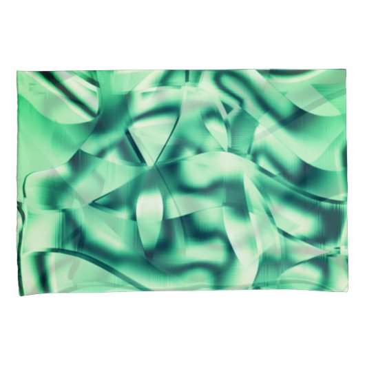 アクリル、いくつかのミントシェードの曲線の緑の形状 枕カバー (正面右)