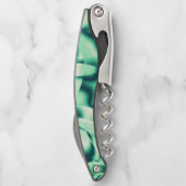 アクリル、いくつかのミントトーンの曲線の緑の形状 ソムリエナイフ (裏面)