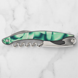 アクリル、いくつかのミントトーンの曲線の緑の形状 ソムリエナイフ