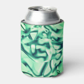 アクリル、いくつかのミントトーンの曲線の緑の形状 缶クーラー (缶正面)