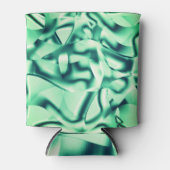 アクリル、いくつかのミントトーンの曲線の緑の形状 缶クーラー (正面)