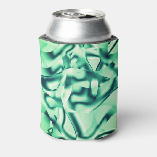 アクリル、いくつかのミントトーンの曲線の緑の形状 缶クーラー (缶裏面)