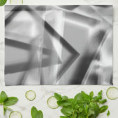 アクリル、グレーからホワイトの正方形の部分のコーナー キッチンタオル (折り畳み)