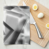 アクリル、グレーからホワイトの正方形の部分のコーナー キッチンタオル (四つ折り)