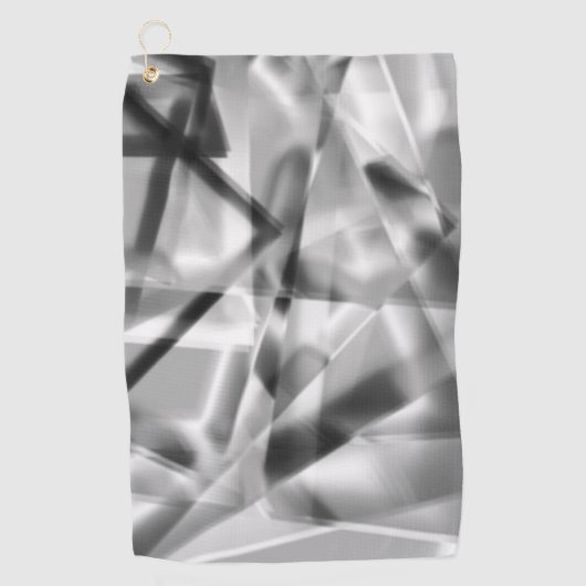 アクリル、グレーからホワイトの正方形の部分のコーナー ゴルフタオル (正面)